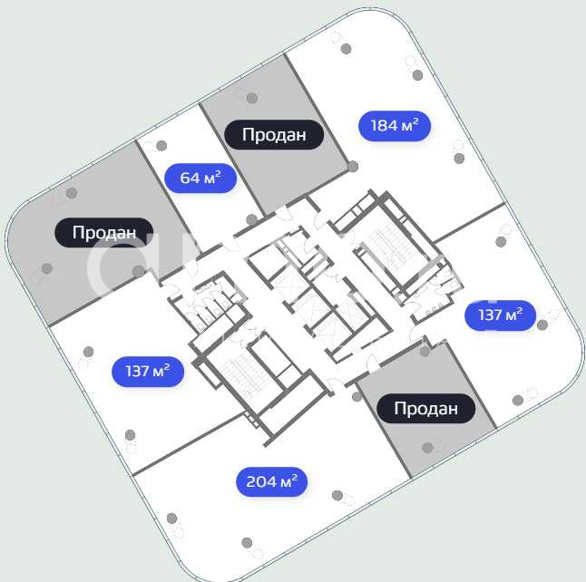 Планировка офиса 64-811.4 м², 5 этаж, БЦ «TWIST»