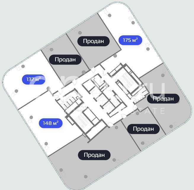 Планировка офиса 137-460 м², 6 этаж, БЦ «TWIST»